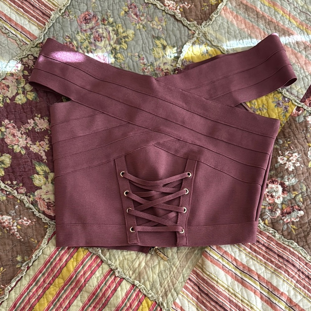 Women's Burgundy Off-Shoulder Top
